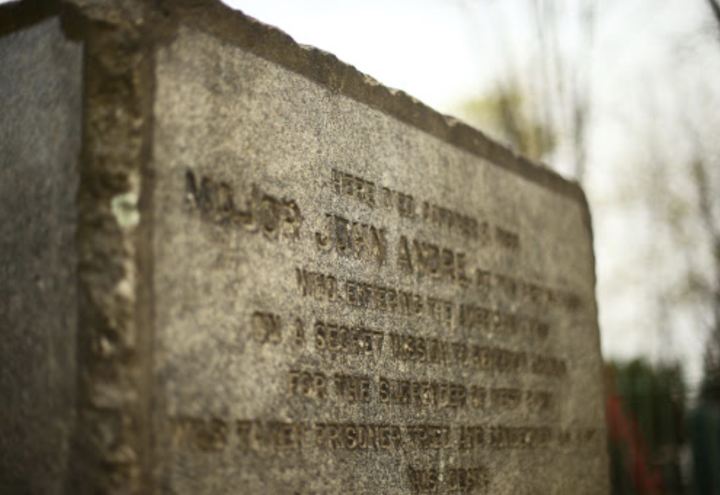 Andre's Monument engraved headstone in Tappan, New York