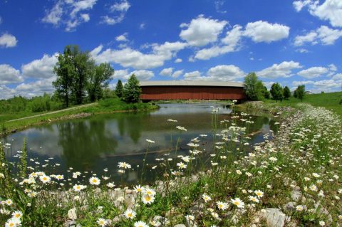 There's A Covered Bridge Right Next To Blenko Glass Company In West Virginia, Making For A Fun-Filled Family Outing