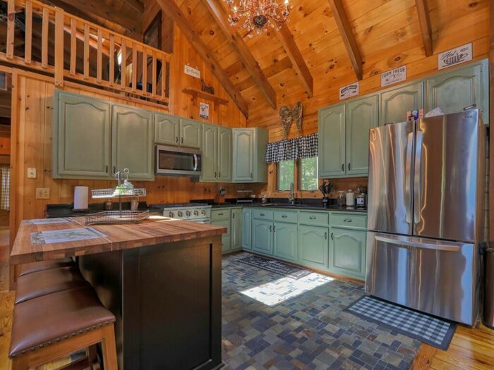 Family-friendly Kitchen of cabin near Rehoboth Beach Delaware