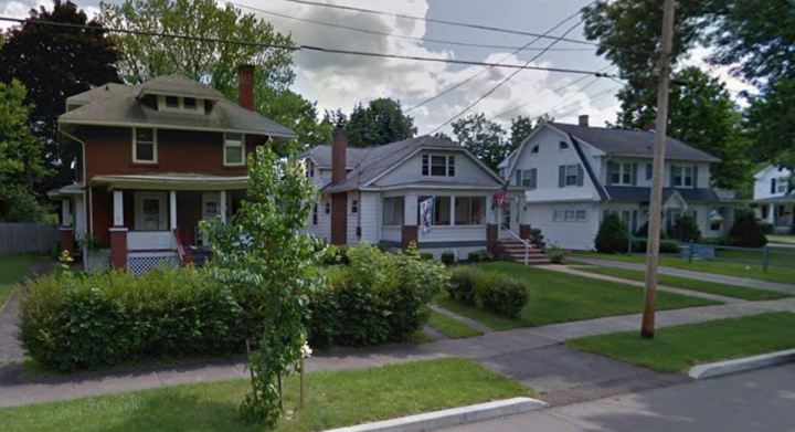 A residential street in Elmira, New York, the site of a former prison camp and currently one of New York's most haunted towns.