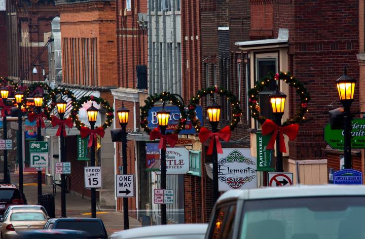 downtown Platteville, WI