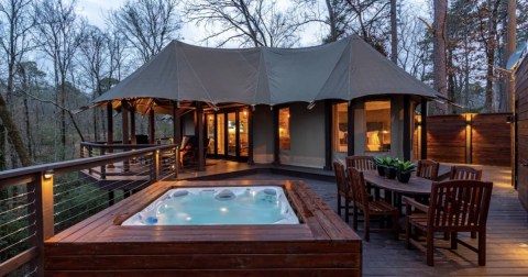 Have A Luxurious Night In The Nest, A Tent In The Treetops of Arkansas