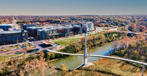 The Longest Span, Single Tower S-Shaped Suspension Bridge In The World Is In Dublin, Ohio