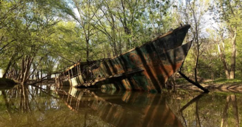 An Abandoned Ship That Once Welcomed Madonna Has Sat In A Kentucky Creek For Over 30 Years