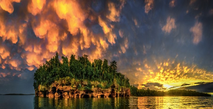 Swallow Point at Sand Island, Apostle Islands. Mammatus Clouds in the Sky.