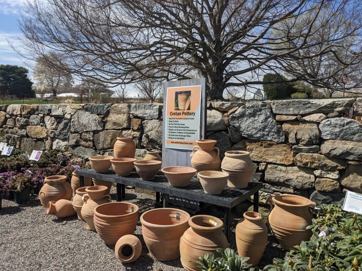 Aside from all the plants and flowers available, you’ll also find Cretan pottery and even the highly coveted Whichford Pottery out of England.