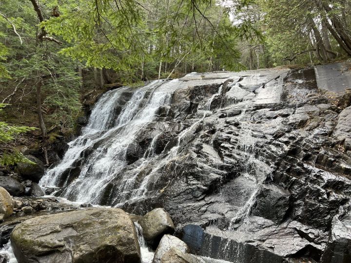 a waterfall in Kingfield, ME