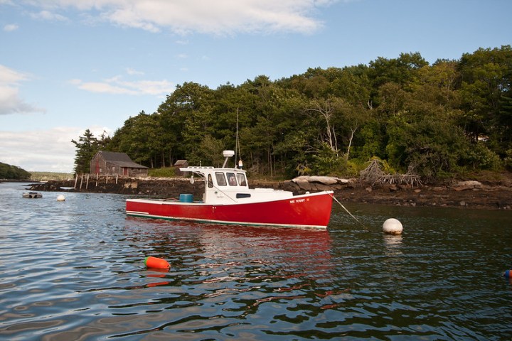 Boat in Damariscotta Lake Maine