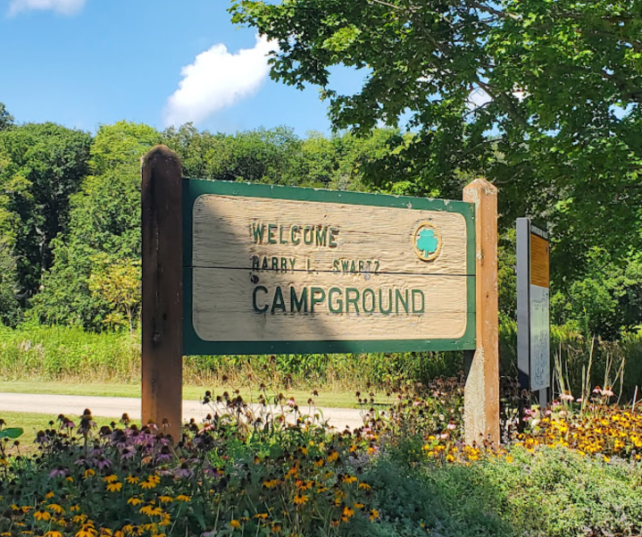 Illinois campground with wildflowers