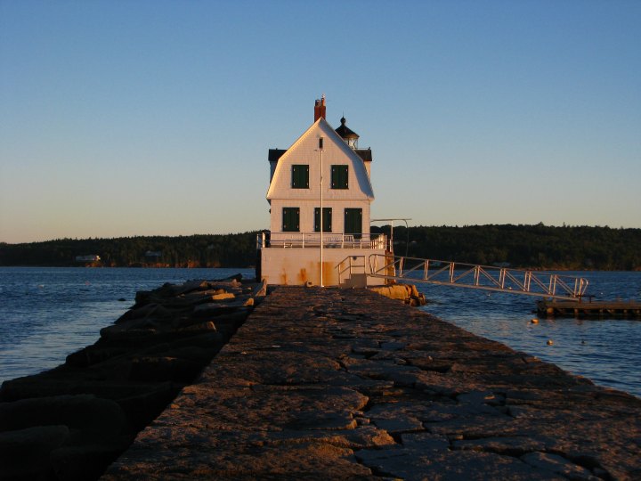 Rock walkway into Rockland harbor