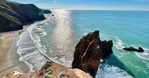 The Water Is A Brilliant Blue At Tennessee Beach, A Refreshing Roadside Stop In Northern California