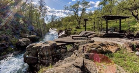 A Hidden Paradise In NorCal, This Cabin In Whitmore Has A Private Waterfall And Babbling Creek