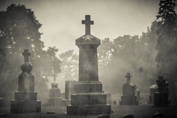 Misty cemetery