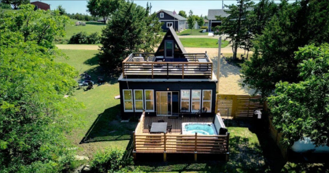 Soak In A Hot Tub Surrounded By Natural Beauty At This Epic A-Frame Cabin In Kansas