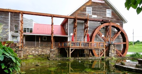 Stay In A Former 19th Century Grist Mill Overlooking A Scenic Pond In Arkansas