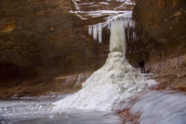 frozen waterfalls in Oglesby, Illinois