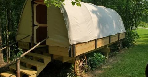 Channel Your Inner Pioneer When You Spend The Night In This Covered Wagon In Indiana