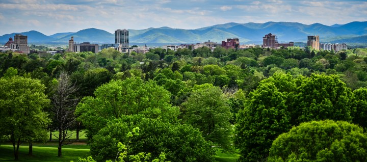 View of Asheville Skyline and Blue Ridge Mountains - Asheville NC