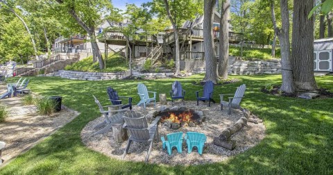 Enjoy A Water-Filled Weekend At This Lakefront Mansion In Michigan With Its Own Tiki Bar