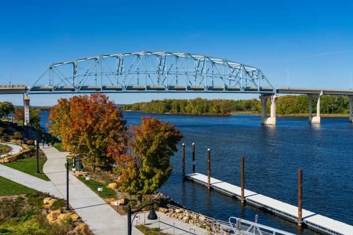 Garden alongside the Mississippi River in Wabasha, Minnesota in fall