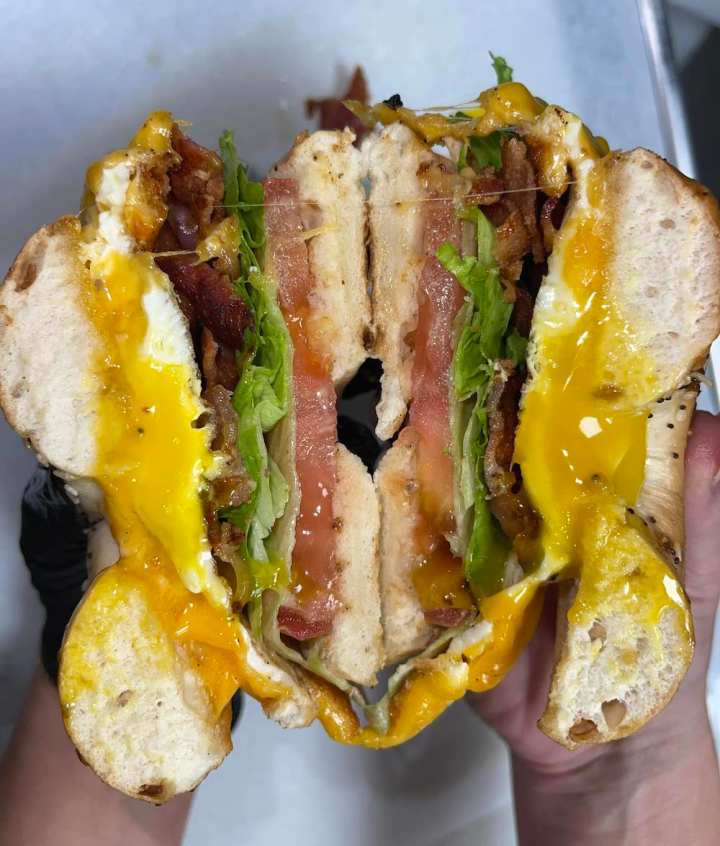 A breakfast bagel sandwich at The Beli, a deli in Gulf Shores, Alabama.