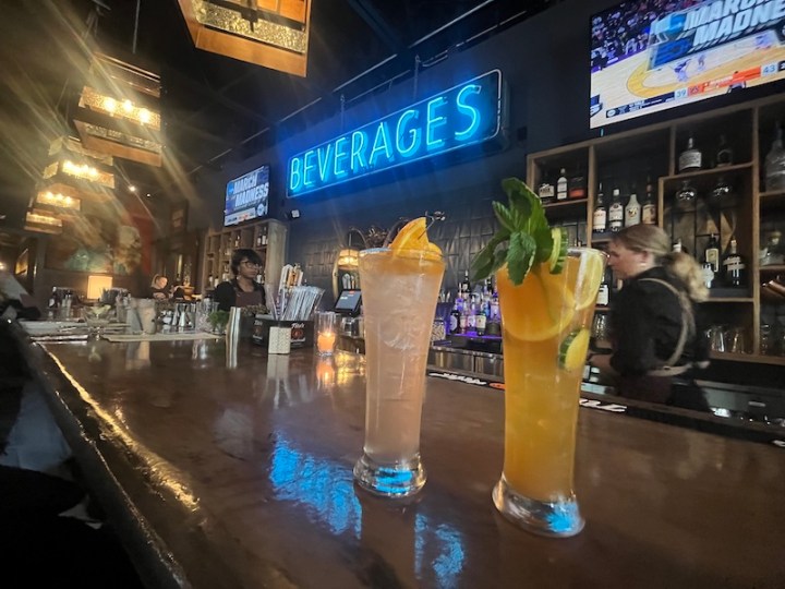 Speciality cocktails on the bar at Southern Grocery in Northern Alabama, one of Sheffield's newest restaurants